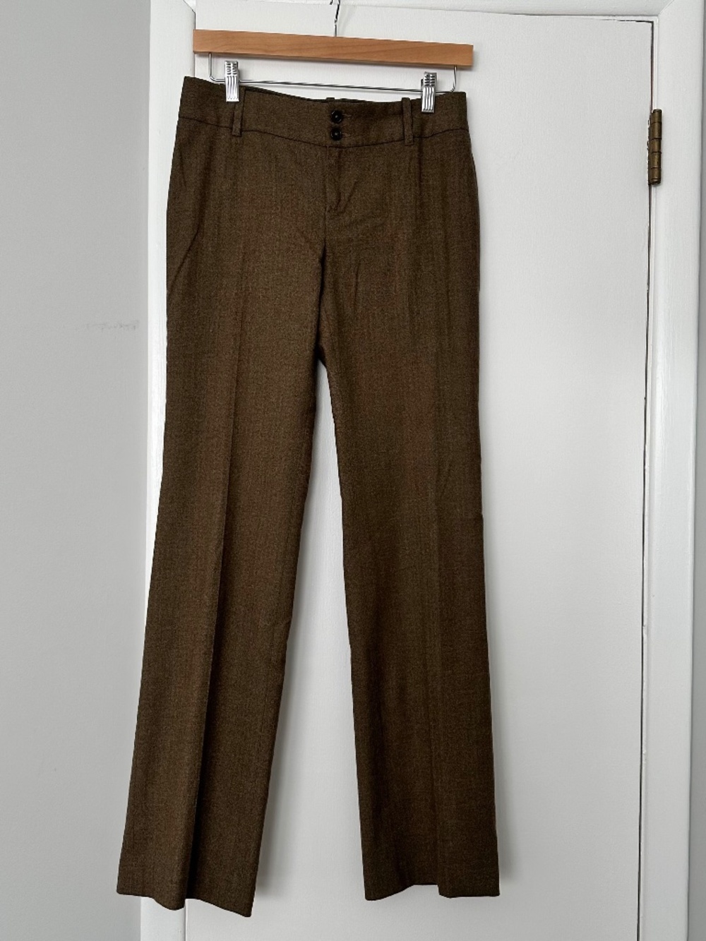 Banana Republic Martin Fit Brown Wool Blend Straight Leg Trousers Pants Size 2
